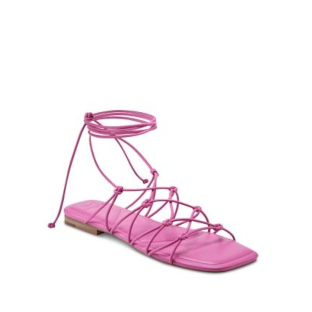 MARC FISHER LTD Womens Pink Ankle Wrap Monnie Square Toe Sandals Shoes 8 M